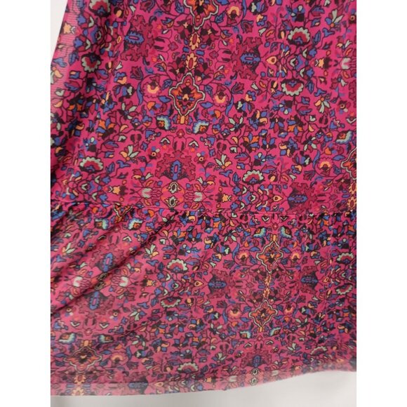 Canyon Retreat Womens Midi Skirt Size 1X Pink Floral Tiered BOHO Festival - Picture 3 of 10